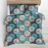 Pościel bawełniana 180x200 + poszewki na poduszkę 2*70x80 | D134trk | turkusowa | geometryczna