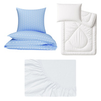 Zestaw pościeli  100x160 + 50x60 + prześcieradło jersey 80x160 | 401nieb | niebieska | gwiazdy