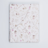 Prześcieradło z gumką do łóżeczka 90x160 bawełniane | 154pas | beżowo różowe | wróżki i kwiaty