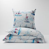 Pościel z kory 160x200 + 70x80 + 40x40 | 128nowe | biała | żaglówki