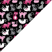 Apaszka bandamka bandana chustka | 432ama | czarno różowa | koty