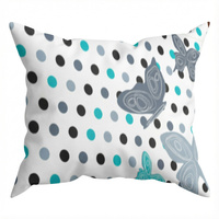 Poszewka z kory 40x40 | 490turk | biało turkusowa | grochy i motyle