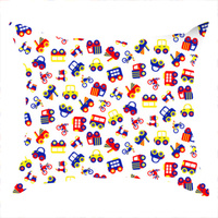 Poszewka bawełniana na jaśka 40x40 | 486bia | biała | pojazdy autka