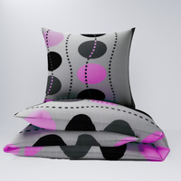 Pościel z kory 160x200 + poszewka na poduszkę 70x80 | 083róż | szaro różowa | geometryczny