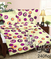 Pościel z kory 200x220 + poszewki na poduszkę 2*70x80 | 240fiol | fioletowa | koła