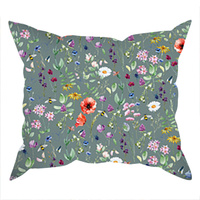 Poszewka bawełniana na jaśka 40x40 | 126grf | szara | polne kwiaty maki