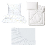 Zestaw pościeli  100x160 + 50x60 + prześcieradło jersey 80x160 | 424Gbi | biała | gąski