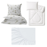 Zestaw pościeli 100x160 + 40x60 + prześcieradło jersey 80x160 | 179ges | biała | gęsi