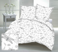 Pościel z kory 200x220 + poszewki na poduszkę 2*70x80 | 129bsz | biało szara | ważki
