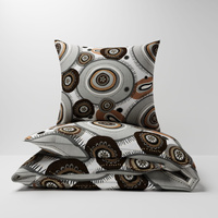 Pościel bawełniana 200x220 + poszewki na poduszkę 2*70x80 | 261bra | brązowa | wzór geometryczny