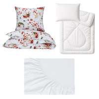 Zestaw pościeli  100x160 + 50x60 + prześcieradło jersey 80x160 | 002mik | biała | świąteczna Mikołaje