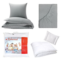 Zestaw pościeli  100x160 + 40x60 + prześcieradło we wzorze 80x160 | 147sza | szara | geometryczne gwiazdki