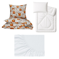 Zestaw pościeli 100x160 + 50x60 + prześcieradło jersey 80x160 | 181byk | beżowa | z bykiem