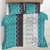 Pościel bawełniana 200x220 + poszewki na poduszkę 2*70x80 | 350mor | morska | wzór geometryczny