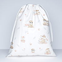 Worek szkolny na buty | 234bez | beżowa | sowy zwierzątka