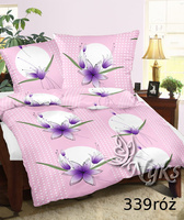 Pościel z kory 160x200 + poszewki na poduszkę 2*70x80 | 339róż | różowa | kwiaty lilie