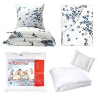 Zestaw pościeli  100x160 + 50x60 + prześcieradło we wzorze 80x160 | 237cha | biało niebieska | kwiaty