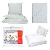 Zestaw pościeli  100x160 + 40x60 + prześcieradło we wzorze 80x160 | 147mel | zielona | krople mozaika