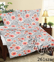 Pościel z kory 200x220 + poszewki na poduszkę 2*70x80 | 261szar | szaro różowa | kwiaty