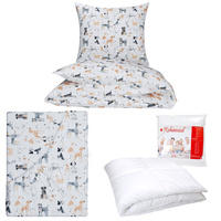 Zestaw pościeli  100x160 + 40x60 + prześcieradło we wzorze 80x160 | 288psy | beżowa | pieski zwierzątka