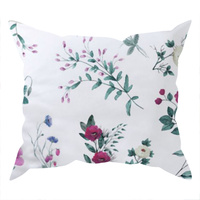 Poszewka bawełniana na poduszkę 50x50 | 302mal | biała | kwiaty