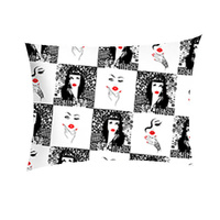 Poszewka bawełniana na poduszkę 50x50 | 500lal | biało czarna | twarze