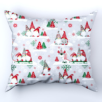 Poszewka bawełniana na poduszkę 50x50 | 421zie | szara | wzór świąteczny skrzaty