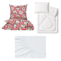 Zestaw pościeli  100x160 + 40x60 + prześcieradło jersey 80x160 | 130rom | biało czerwona | świąteczna Mikołaje