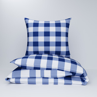 Pościel dla dziecka bawełniana 120x180 + poszewka na poduszkę 50x60 | krata granat | granatowa | kratka
