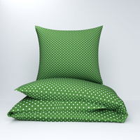 Pościel bawełniana 200x220 + poszewki na poduszkę 2*70x80 | groszki zielone | zielona | grochy