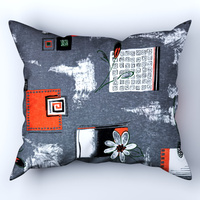 Poszewka flanela 50x60 | 041s-c | szaro czerwona | kwiaty