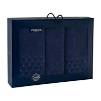 Komplet ręczników z bawełny egipskiej  na prezent Oscar granatowy