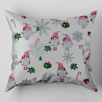 Poszewka bawełniana na poduszkę 50x50 | 509sza | szara | świąteczna skrzaty