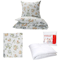 Zestaw pościeli  100x160 + 40x60 + prześcieradło we wzorze 80x160  | 104hus | biała | zwierzątka safari