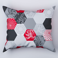 Poszewka bawełniana na jaśka 40x40 | 208red | szaro czerwona | plastry miodu