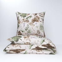 Pościel bawełniana 200x220 + poszewki na poduszkę 2*70x80 | 499beż | beżowa | liście