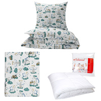 Zestaw pościeli  100x160 + 40x60 + prześcieradło we wzorze 80x160 | 203bia | biała | smoki