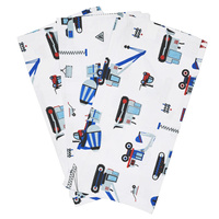 Poszewki bawełniane na jaśka 40x40 Zestaw - 3szt 404blu | biało niebieskie | koparki