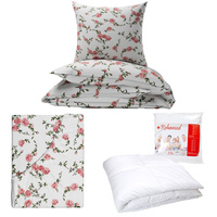 Zestaw pościeli  100x160 + 40x60 + prześcieradło we wzorze 80x160 | 428nic | biała | króliczki