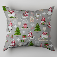 Poszewka bawełniana na jaśka 40x40 | 293Rsz | szara | świąteczna renifery