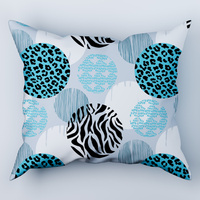 Poszewka bawełniana na poduszkę 50x50 | 085s-t | szaro turkusowa | geometryczny panterka