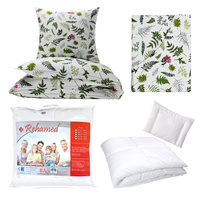 Zestaw pościeli  100x160 + 50x60 + prześcieradło we wzorze 80x160 | 124pap | biało zielona | liście paproć