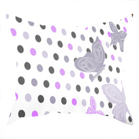 Poszewka bawełniana na poduszkę 50x50 | 490róż | biało wrzosowa | groszki i motyle