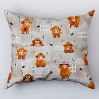 Poszewka bawełniana na poduszkę 50x70 | 181byk | beżowa | z bykiem