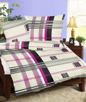 Pościel z kory 200x220 + poszewki na poduszkę 2*70x80 | 326f-s | wrzosowa | geometryczny