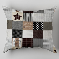 Poszewka z kory 50x60 | 190bra | szara | Patchwork z gwiazdą