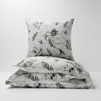 Pościel bawełniana 200x220 + poszewki na poduszkę 2*70x80 | 179beż | beżowa | ptaki