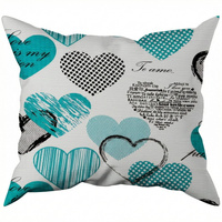 Poszewka z kory 40x40 | 070turkus | turkusowa | Walentynkowe serca