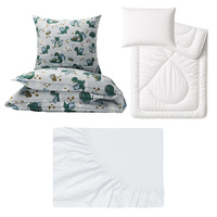 Zestaw pościeli 100x160 + 50x60 + prześcieradło jersey 80x160 | 203sza | szara | smoki