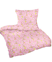 Pościel dla dziecka bawełniana 140x160 + poszewka na poduszkę 70x80 | 050róż| różowa | misie